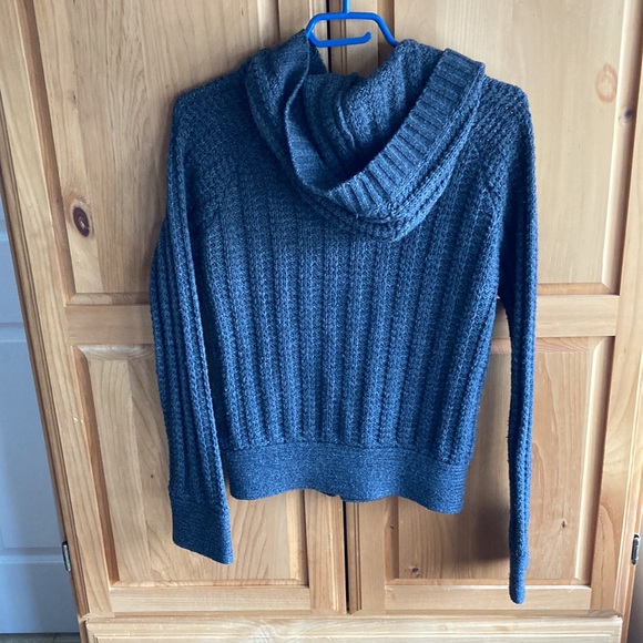 Gray Button Up Knit Hoodie - Picture 2 of 6